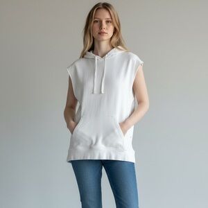 H&M White Sleeveless Hoodie